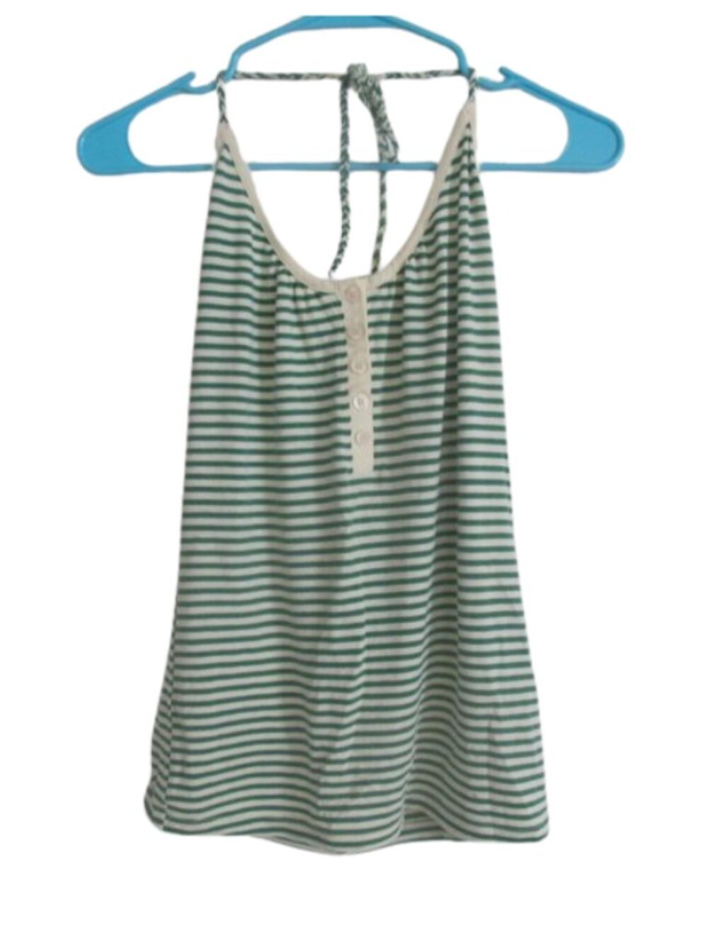 Buffalo David Bitton Green and White Striped Tank Top Button Down Backless